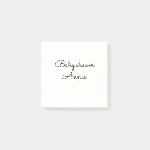 enkel minimal lägg till ditt namn text baby shower post-it block