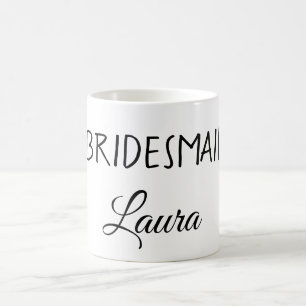 Enkel minimal lägg till namn brudtärna gåva år kaffemugg