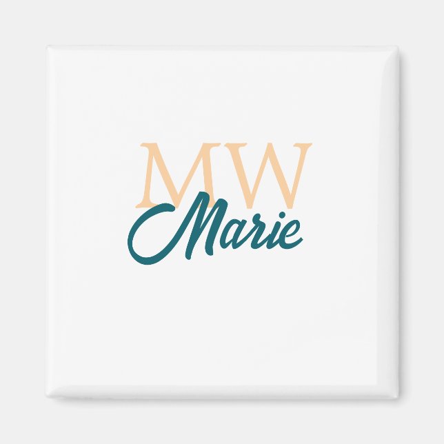 enkel minimal lägg till namn monogram orange blå f magnet (Framsidan)