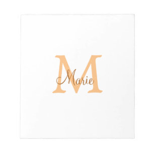 enkel minimal lägg till namn monogram orangebrun anteckningsblock