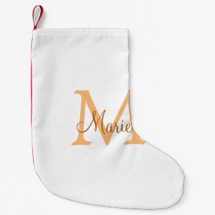 enkel minimal lägg till namn monogram orangebrun liten julstrumpa