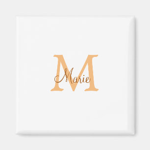 enkel minimal lägg till namn monogram orangebrun magnet