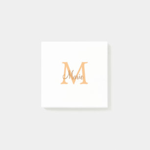 enkel minimal lägg till namn monogram orangebrun post-it block
