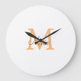 enkel minimal lägg till namn monogram orangebrun stor klocka