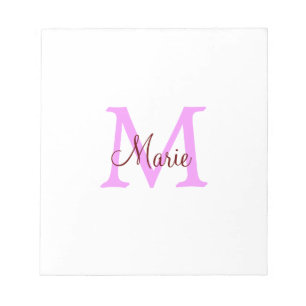 enkel minimal lägg till namn monogram rosa röd anteckningsblock