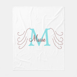 enkel minimal lägg till namn monogram rosa röd   k fleecefilt