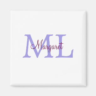 enkel minimal lägg till namn monogram rosa röd k magnet