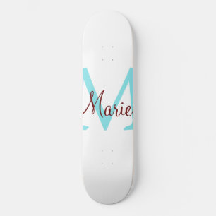 enkel minimal lägg till namn monogram rosa röd k mini skateboard bräda 18,5 cm