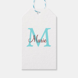 enkel minimal lägg till namn monogram rosa röd k presentetikett