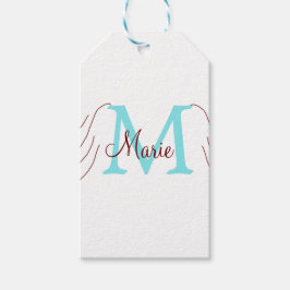 enkel minimal lägg till namn monogram rosa röd   k presentetikett