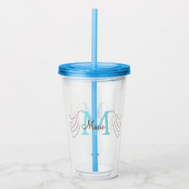 enkel minimal lägg till namn monogram rosa röd   k take away mugg