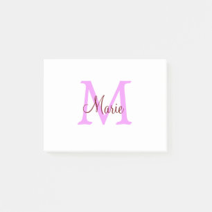 enkel minimal lägg till namn monogram rosa röd post-it block