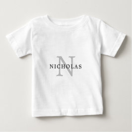 Enkel Minimal Ljusgrå Monogram Namn Typografi T Shirt