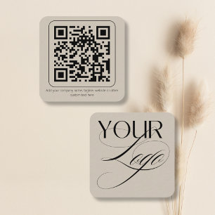 Enkel Minimal Logotyp QR-kod Anpassad Text Fyrkantigt Visitkort