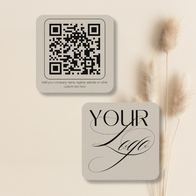 Enkel Minimal Logotyp QR-kod Anpassad Text Fyrkantigt Visitkort (Skapare uppladdad)