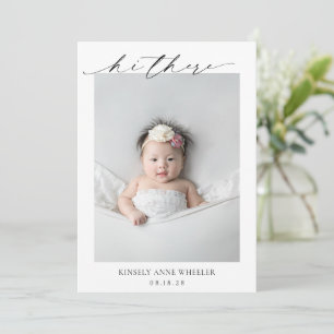 Enkel, minimal modern foto-Elegant födelse Meddelande