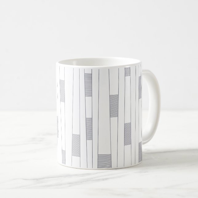 Enkel, minimal, modern linjegrafik mönster kaffemugg (Framsida höger)