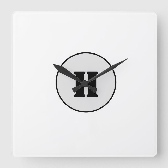 ENKEL MINIMAL MODERN MONOGRAM ELEGANT STIL CHIC FYRKANTIG KLOCKA (Framsida)