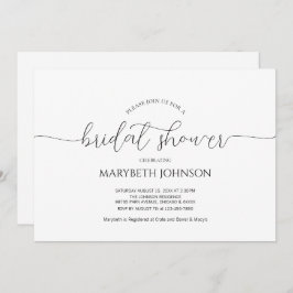 Enkel, minimal Möhippa för svartvitt i skript Inbjudningar