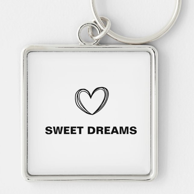 enkel minimal monogram anpassat namn fyrkantig silverfärgad nyckelring (Framsidan)