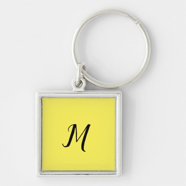 ENKEL MINIMAL MONOGRAM ELEGANT KEYCHAIN FYRKANTIG SILVERFÄRGAD NYCKELRING (Framsidan)