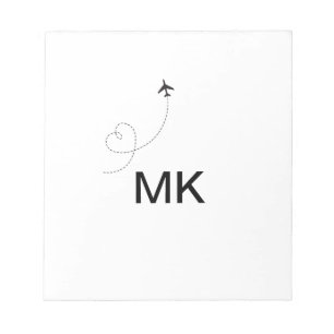 Enkel, minimal monogram, lägg till flygplan-sida f anteckningsblock