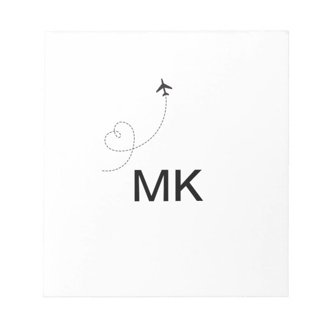 Enkel, minimal monogram, lägg till flygplan-sida f anteckningsblock (Framsida)