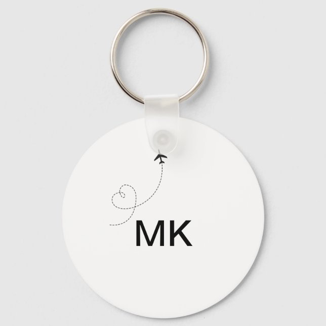 Enkel, minimal monogram, lägg till flygplan-sida f nyckelring (Framsida)