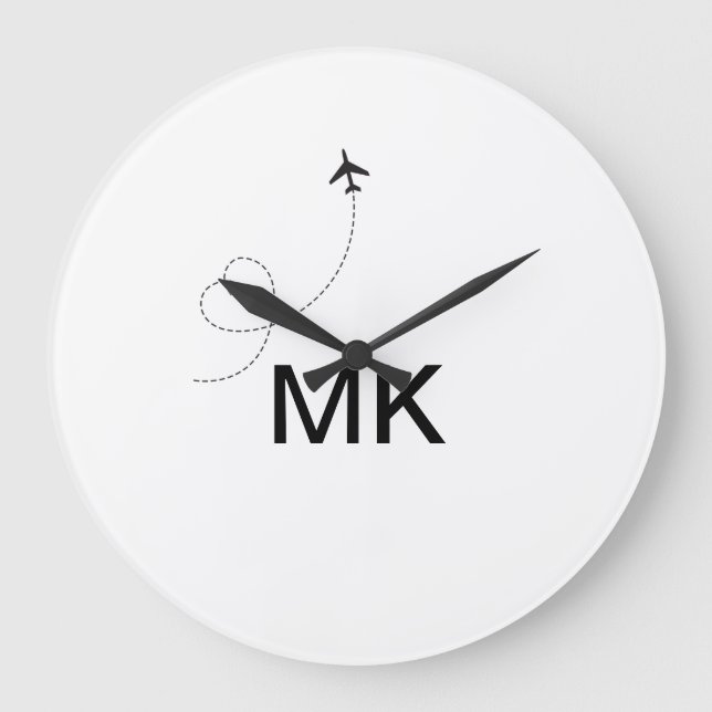 Enkel, minimal monogram, lägg till flygplan-sida f stor klocka (Framsida)
