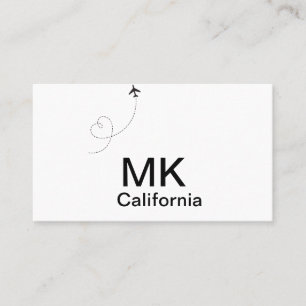 Enkel, minimal monogram, lägg till flygplan-sida f visitkort