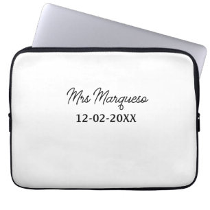 enkel minimal monogram mrs herr namn datum år Geno Laptop Fodral