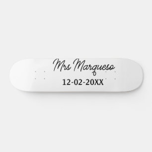 enkel minimal monogram mrs herr namn datum år Geno Mini Skateboard Bräda 18,5 Cm