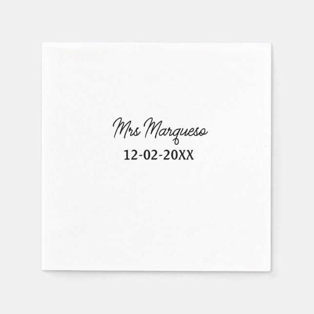 enkel minimal monogram mrs herr namn datum år Geno Pappersservett (Framsidan)