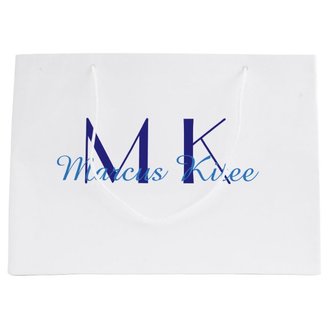 enkel minimal monogram personlig namn blå ret (Framsidan)