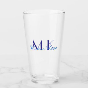 enkel minimal monogram personlig namn blå ret glaskopp