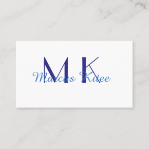 enkel minimal monogram personlig namn blå ret visitkort