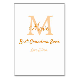 enkel, minimal, mormor någonsin, orange monogram bordsnummer