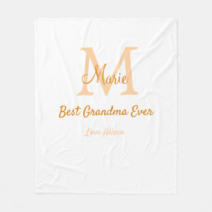 enkel, minimal, mormor någonsin, orange monogram fleecefilt