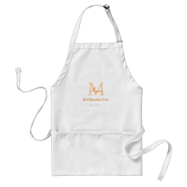 enkel, minimal, mormor någonsin, orange monogram förkläde (Framsidan)