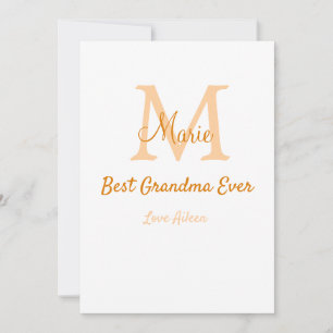 enkel, minimal, mormor någonsin, orange monogram inbjudningar