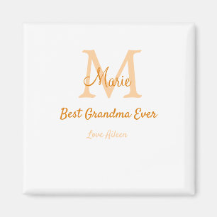 enkel, minimal, mormor någonsin, orange monogram magnet