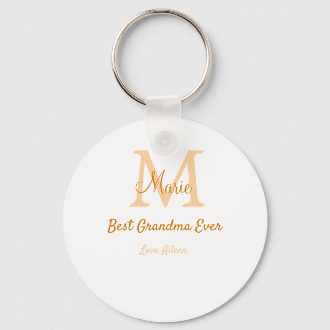 enkel, minimal, mormor någonsin, orange monogram nyckelring (Framsida)