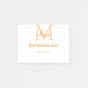 enkel, minimal, mormor någonsin, orange monogram post-it block