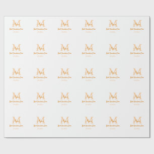 enkel, minimal, mormor någonsin, orange monogram presentpapper