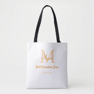 enkel, minimal, mormor någonsin, orange monogram tygkasse