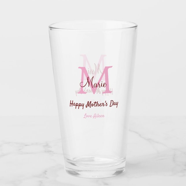 enkel minimal mors dag monogram rosa namn tex glaskopp (Framsida)