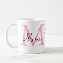 enkel minimal mors dag monogram rosa namn tex kaffemugg