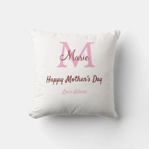 enkel minimal mors dag monogram rosa namn tex kudde