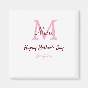 enkel minimal mors dag monogram rosa namn tex magnet