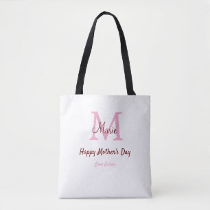 enkel minimal mors dag monogram rosa namn tex tygkasse